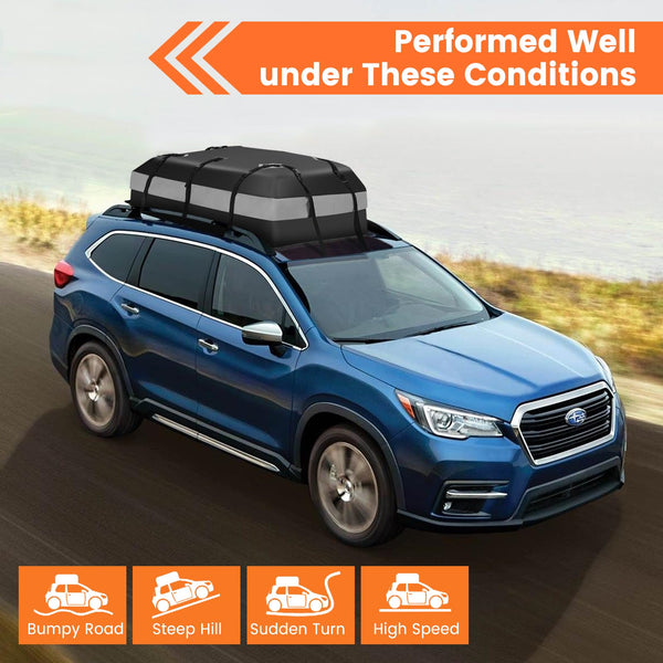 COSTWAY 15/21 Cubic Feet Car Roof Bag, 100% Waterproof Roofing Cargo Carrier with Anti-Slip Mat, Combination Lock & Straps, Rooftop Luggage Storage Box (Black, 21 Cubic Ft/600L)