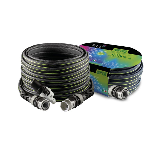FITT Force 25m, Water Hose for Garden Irrigation, Light, Resistant and Compact, for Intensive Use, with Nozzle, Colour Grey-Lime, -43% CO2e