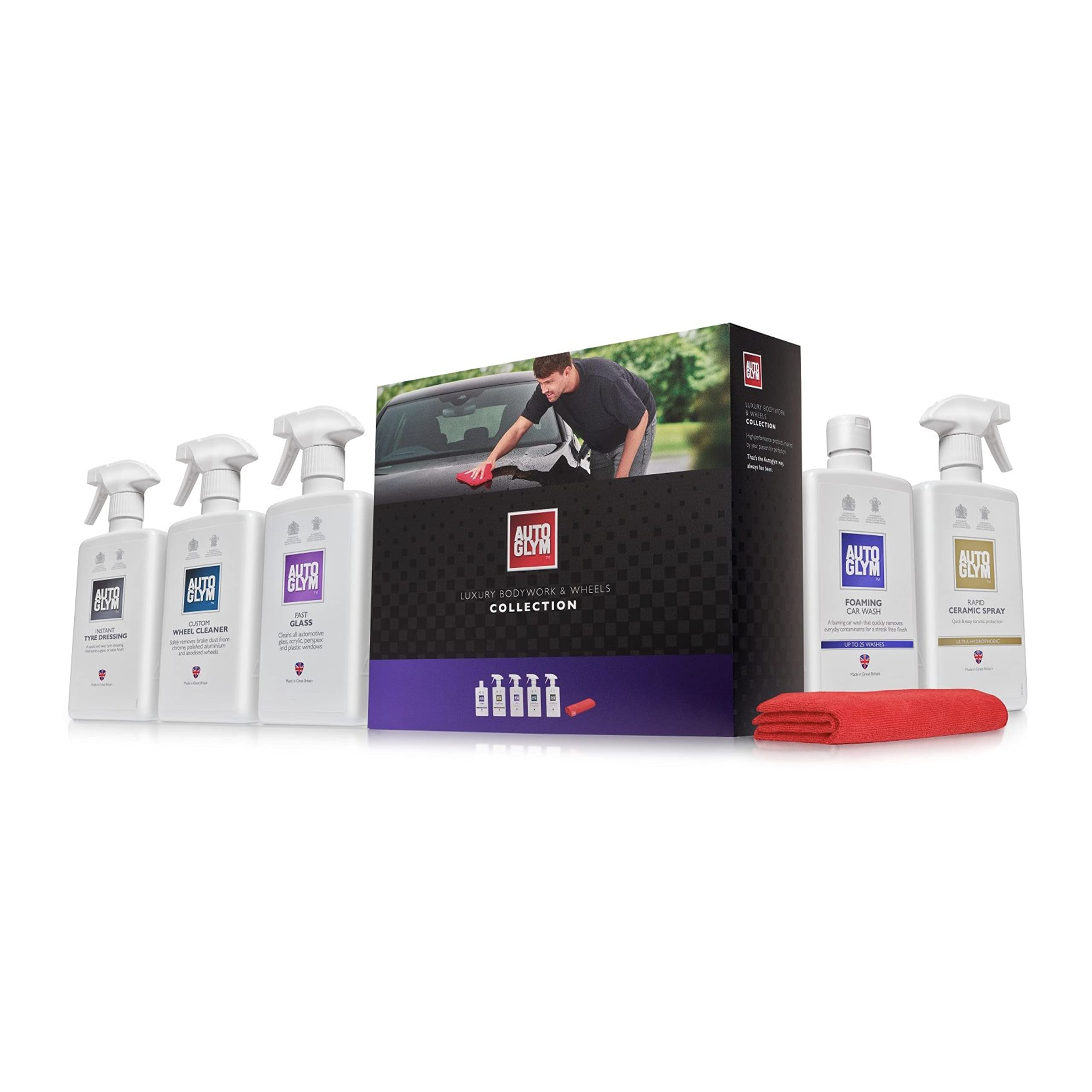 Autoglym Supreme Car Care Collection, 12pc Car Cleaning Kit, Car Cleaning Gift Set, Black
