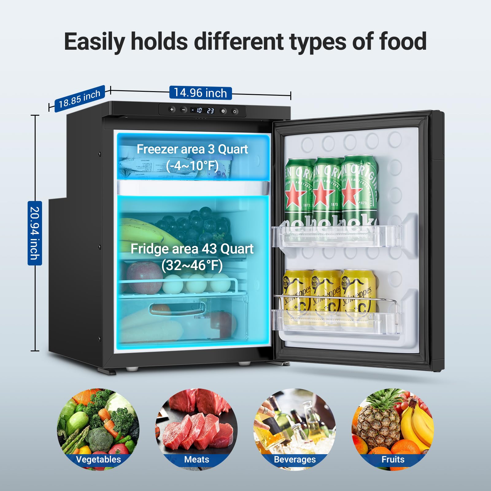 AAOBOSI 83L Campervan Fridge, Camping Refrigerator with APP Control, 12V Fridge Freezer for Campervan, Car, Truck, Boat, Motorhome, Travel