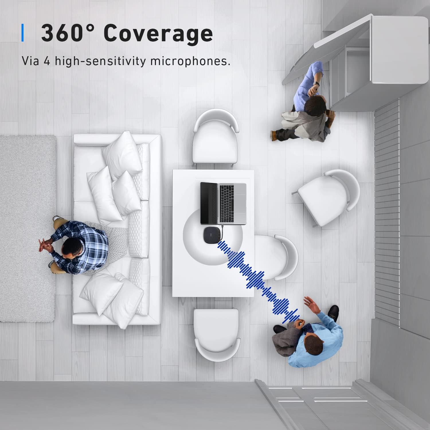 Anker PowerConf S330 USB Conference Speaker for Home Office, Smart Voice Enhancement, Plug and Play, 360° Voice Coverage via 4 Microphones, and Powerful Sound