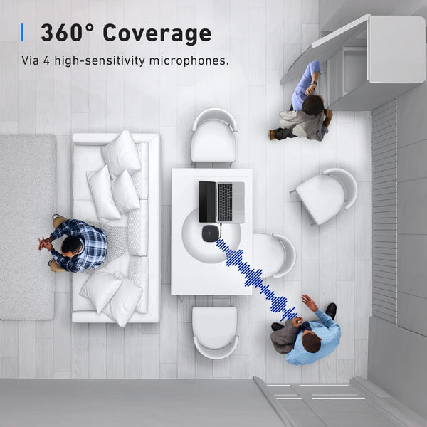 Anker PowerConf S330 USB Conference Speaker for Home Office, Smart Voice Enhancement, Plug and Play, 360° Voice Coverage via 4 Microphones, and Powerful Sound