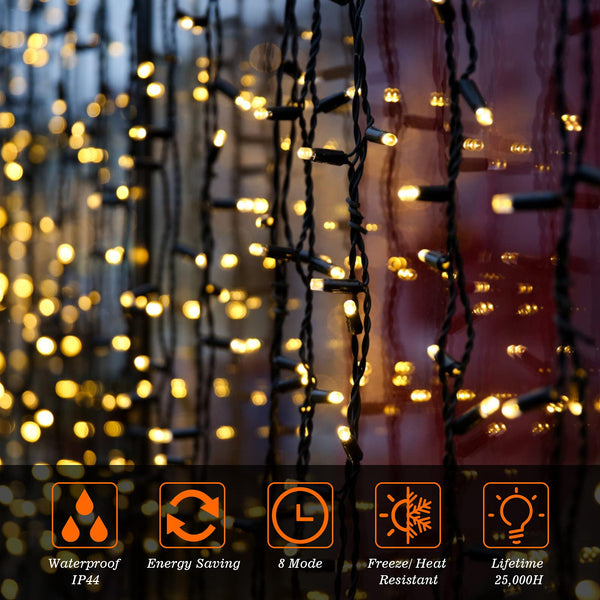 Marchpower Christmas String Lights, 50m 2000LEDs Cluster Lights with 8 Lighting Modes, IP44 Waterproof Outdoor Xmas Lights for DIY Decoration in Home