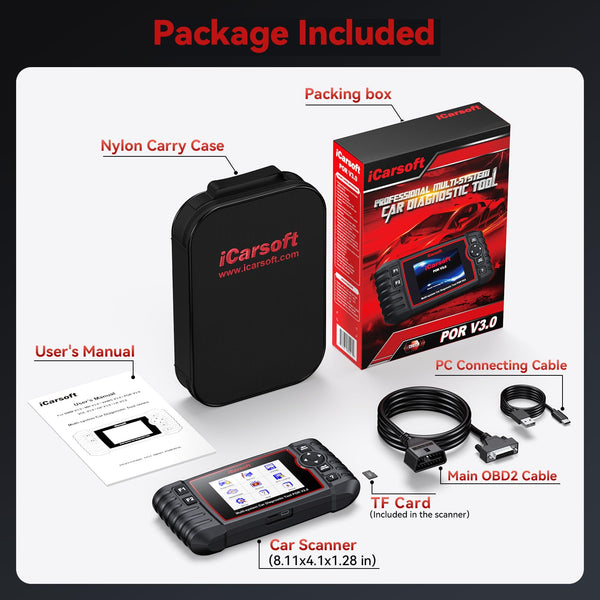 iCarsoft POR V3.0 Scanner for Porsche, 27 Reset Services OBD2 Scanner Code Reader, OIL/BLD/EPB/SAS/BMS/ETC/INJ/DP-F/TPMS Reset, 4-in-1 Graph Data, Bi-Directional Test, Lifetime Free Update