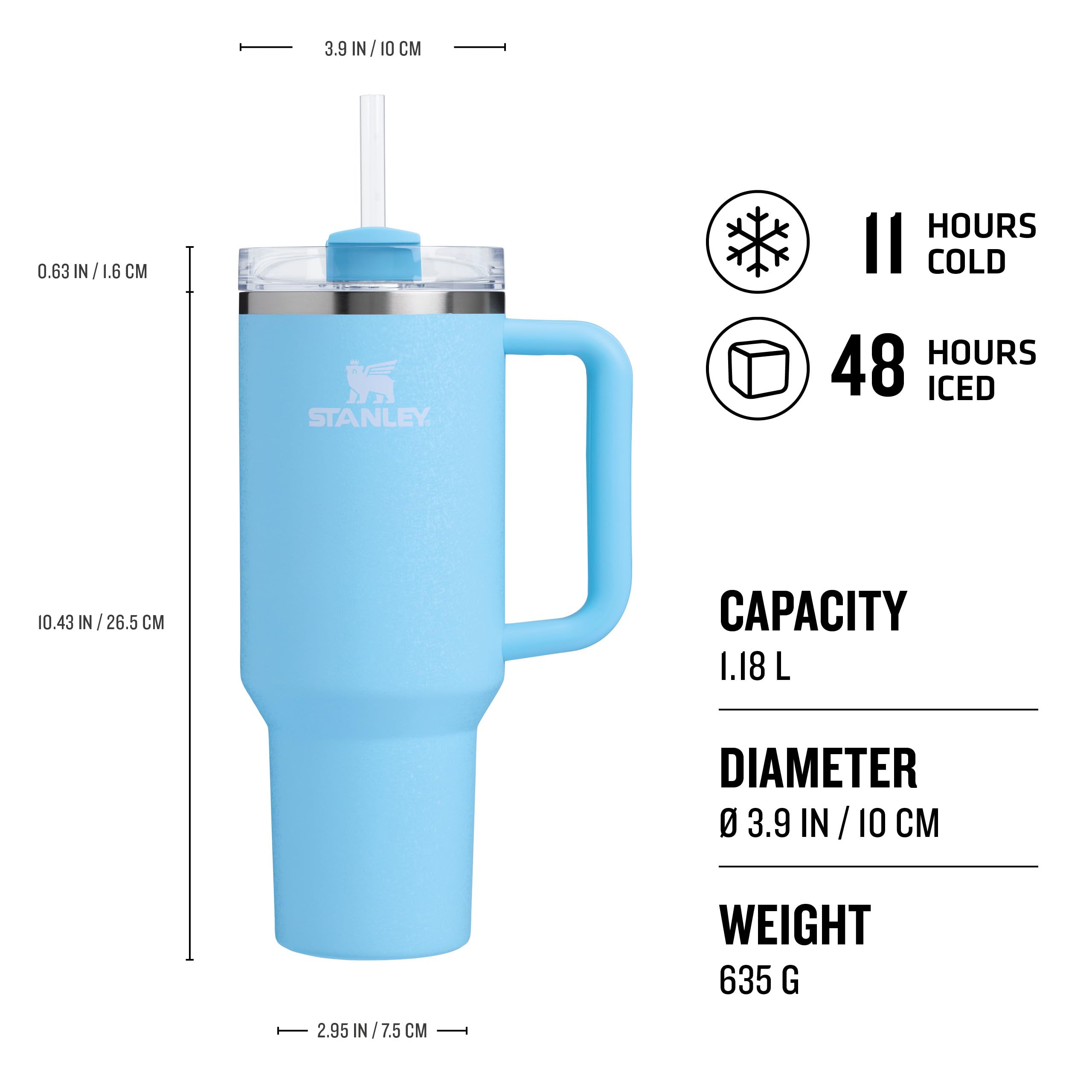 STANLEY Quencher H2.0 Flowstate Tumbler 1.2L - Cold for 11 Hours - Iced for 48 Hours - Metal Water Bottle with Straw, Handle and Lid - Dishwasher Safe - Travel Mug for Cold Drinks