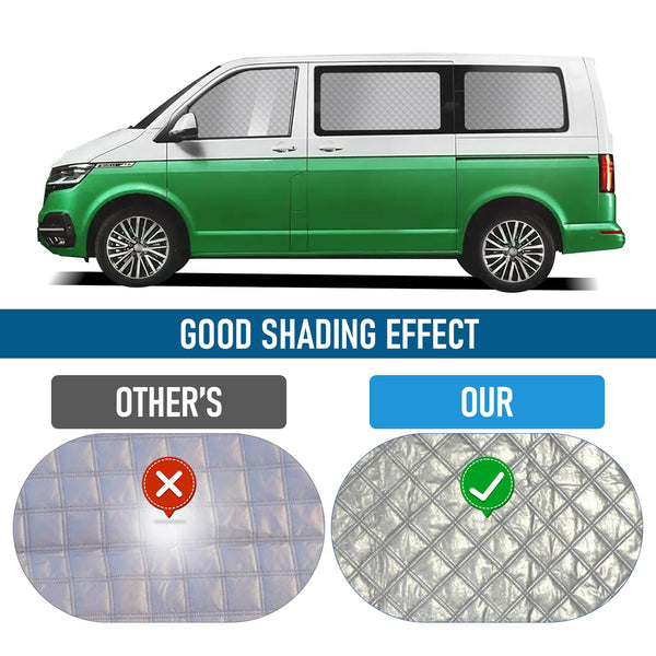 MaxAwe 8Pcs Internal Thermal Blind Set Fits for VW T5/T6 LWB, Luxury Sunshade Wrap Cover Kit, Window Front Screen Cover, Summer Uv Sun Blind & Winter Insulation Cover for VW Campervans & Motorhome