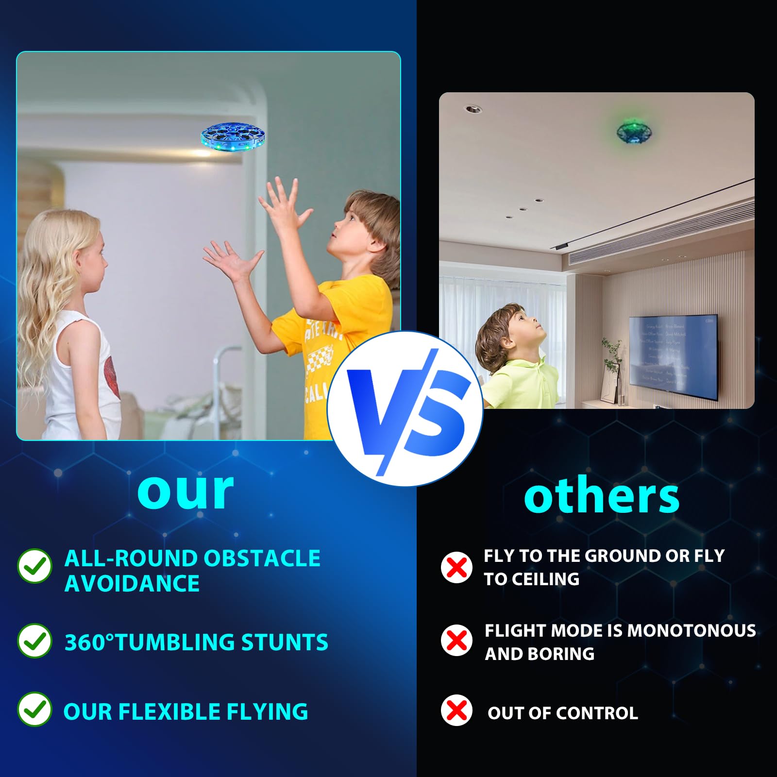 Flying Drone for Kids, 360° Hands Free Motion Sensors Mini UFO Helicopter with LED Light - Cool Toy Gift for 6+ Boys & Girls