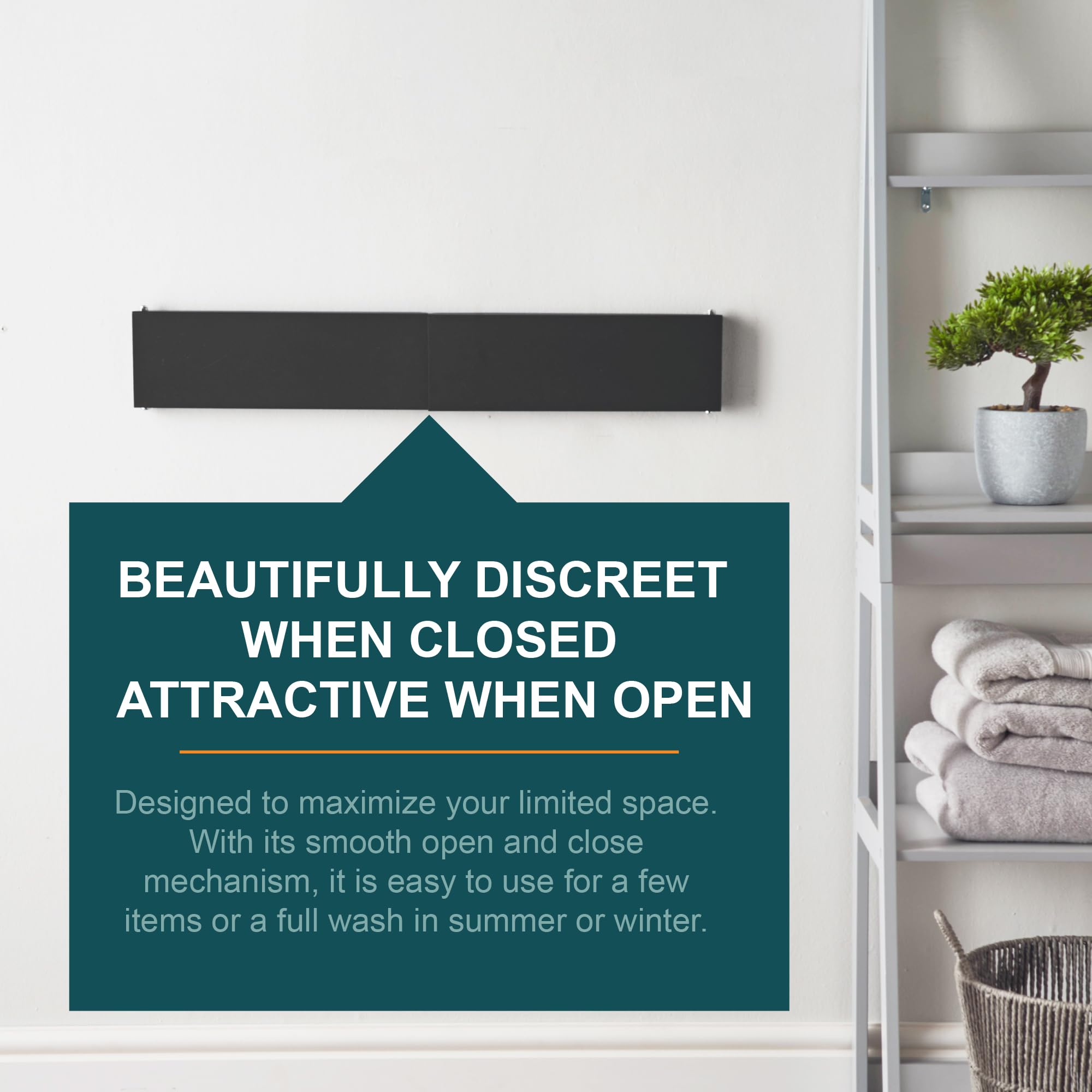 OurHouse Wall Mounted Clothes Airer, Indoor & Outdoor Retractable Clothes Drying Rack, Weatherproof, Foldaway, 3.5m Drying Space and 20kg of laundry,