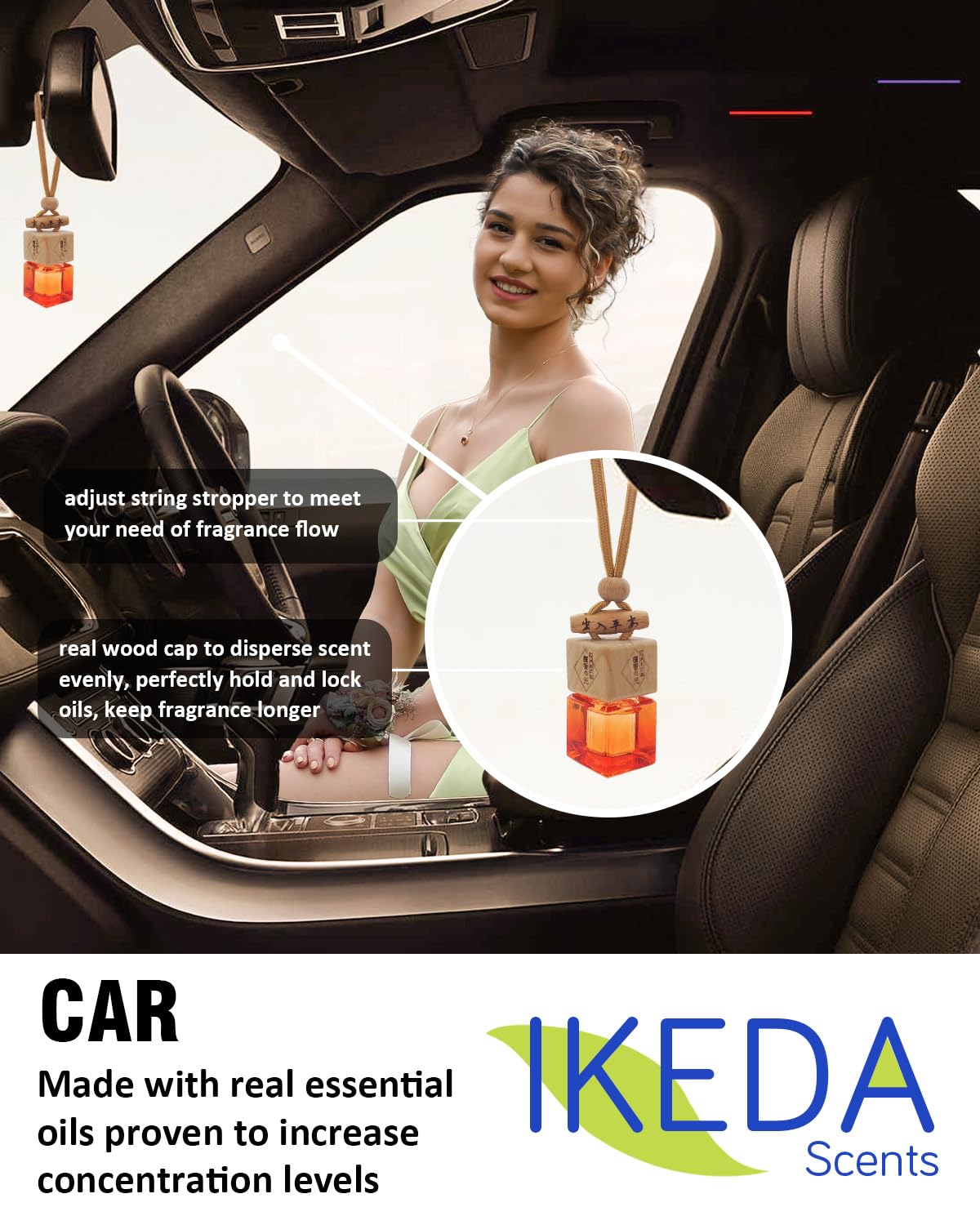 Car Air Fresheners for Men | Air Fresheners with Odour Eliminator Technology | Long Lasting Fragrance Car Accessories for Men | Strong Scents Perfume Diffusers (10ml Dark Night)