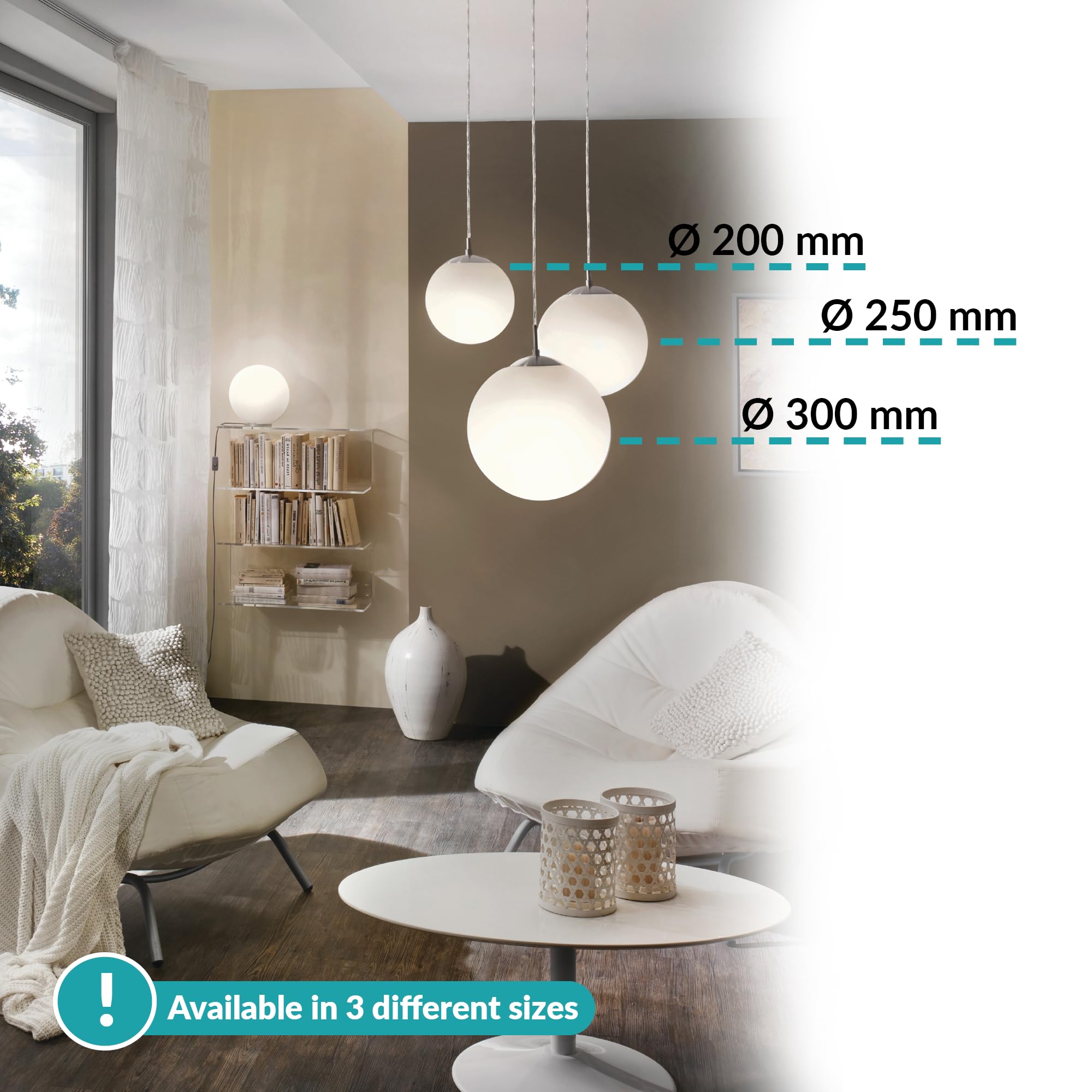 EGLO Rondo Pendant Lamp, Matt Steel and White Opal Matt Glass Ceiling Light, Dinning and Living Room Hanging Lighting, E27 Socket,  9.8 inches, Satin