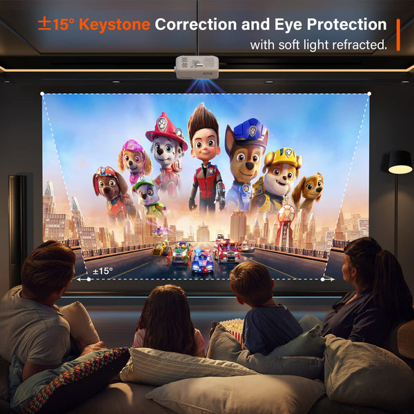 [Netflix Official & Auto Focus/Keystone] Smart Projector 4K Support, VOPLLS 25000L Native 1080P WiFi 6 Bluetooth Outdoor Projector, 50% Zoom Home Theater Movie Projectors for Bedroom/iOS/Android/PPT
