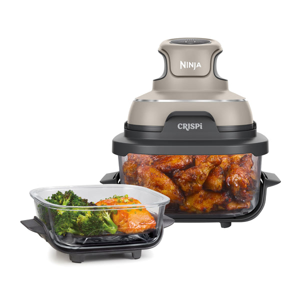Ninja CRISPi Portable Air Fryer, 3.8L, 4-in-1: Air Fry, Roast, Keep Warm, Recrisp, Space Saving Compact Design, 2x Removable Glass Containers & Lids, 1700W, Cyber Space Blue FN101UKGY