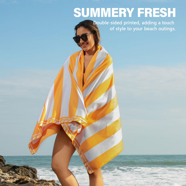 Winthome Beach Towel, Extra Large Microfibre Beach Towel for Adult, Double Sides Sand Free Quick Dry lightweight Travel Swimming Towel(Pink + Green, 90×180cm - 2 pack)