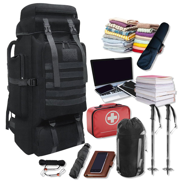 Wesoke 80L 100 liters Camping Hiking Backpack for Men, Extra Large Survival Hunting Backpack, Waterproof Big Molle Military Tactical Rucksack, Oversized Outdoor Sport Travel Daypack