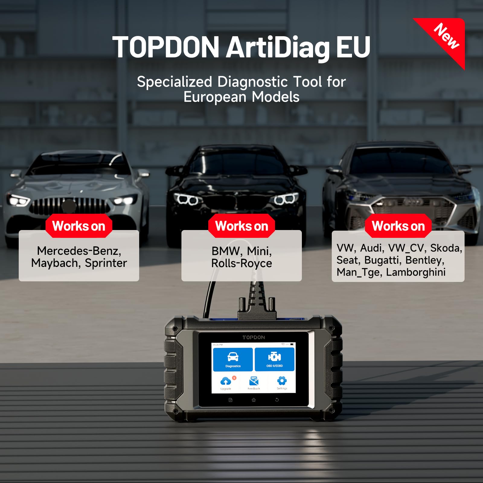 TOPDON ArtiDiag EU-A Full-system Diagnostic Tool for Mercedes-Benz, BMW, V.A.G Vehicles, ECU Online Coding, Bi-Directional Control, All Service Functions, Lifetime Free Update