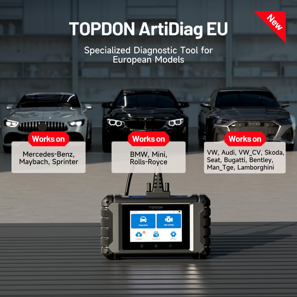 TOPDON ArtiDiag EU-A Full-system Diagnostic Tool for Mercedes-Benz, BMW, V.A.G Vehicles, ECU Online Coding, Bi-Directional Control, All Service Functions, Lifetime Free Update