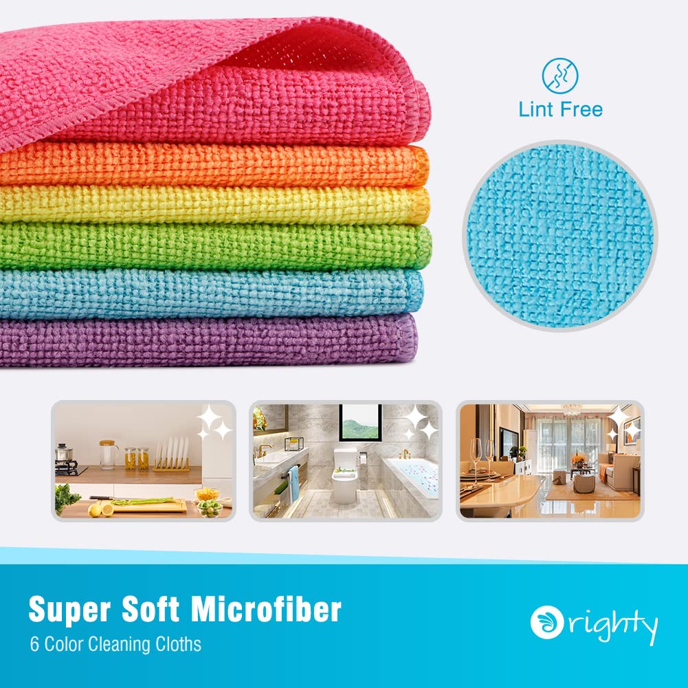 Orighty Microfibre Cleaning Cloths, Pack of 120, Highly Absorbent Cleaning Supplies, Lint Free Cloths for Multiple-use, Powerful Dust Removal Cleaning