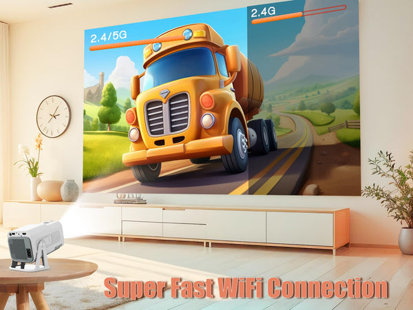 Upgraded HY320 Android 13 Smart Projector 4K Netflix Official, 320 ANSI Projector with WiFi Bluetooth, 180° Rotatable, Auto Keystone, ChatGPT Voice Assistant Portable Video Projectors for Bedroom
