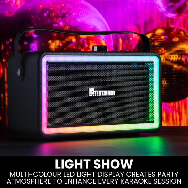 Karaoke Machine & Portable Speaker with Wireless Microphones & Lights. Mr Entertainer Neon