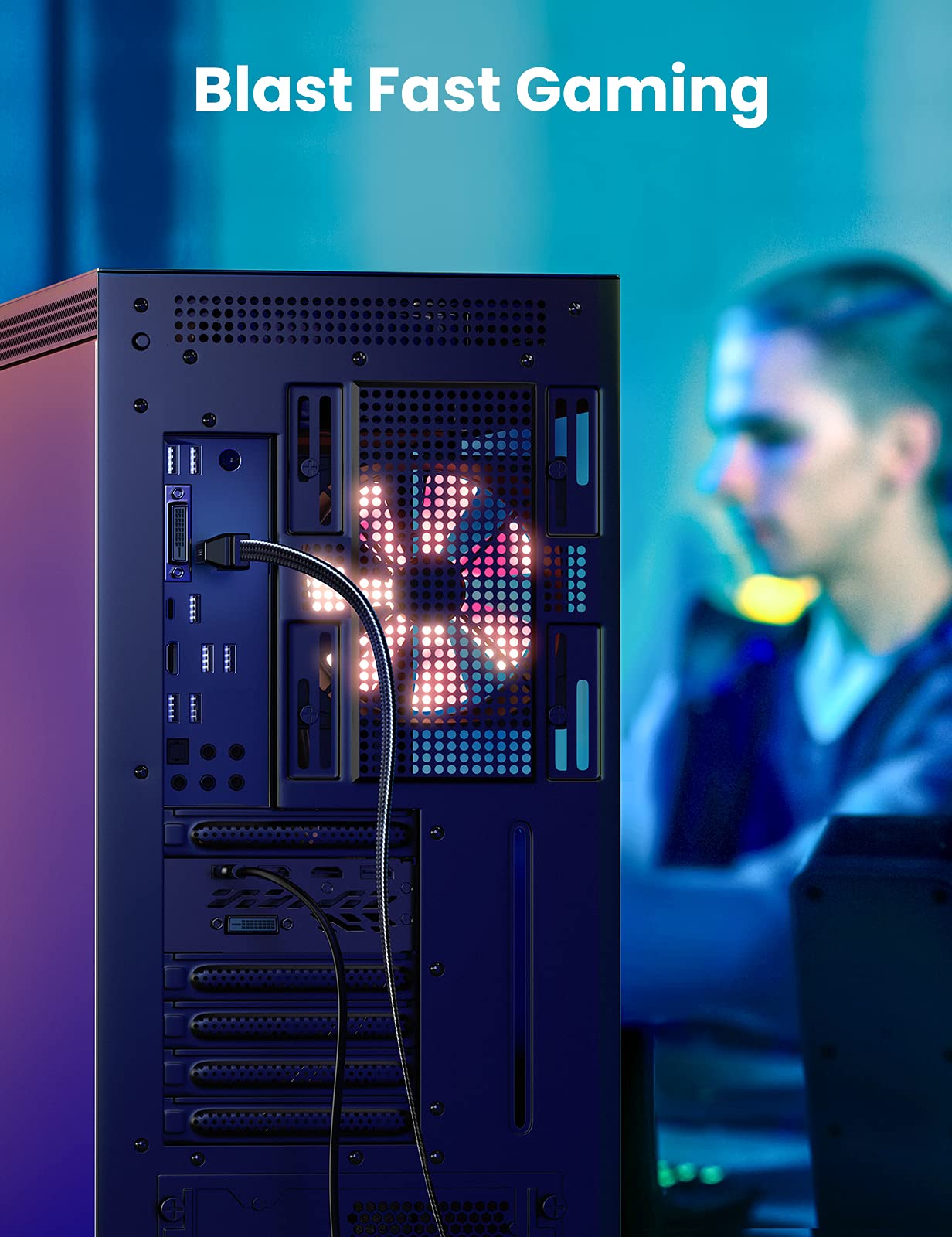 UGREEN Ethernet Cable 5M, Cat 8 Internet Cable Flat High-Speed 40Gbps 2000Mhz Network Cable, Gigabit Braided RJ45 LAN Cable Patch Cord Compatible for PC/Laptop, PS5, Xbox, Modem, Router, Switch, TV