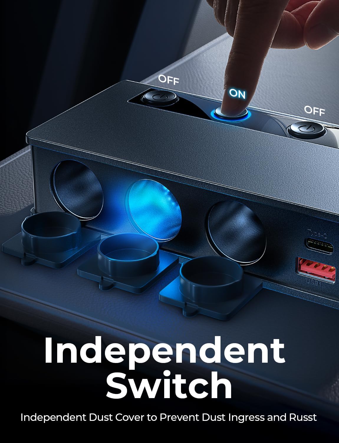 LISEN 9-in-1 Car Cigarette Lighter Multi Socket, 191W Cigarette Lighter Splitter Car 12V Multi Socket Car Charger Adapter Accessories for iPhone 16/15/14, Samsung and All Road Trip Car Devices