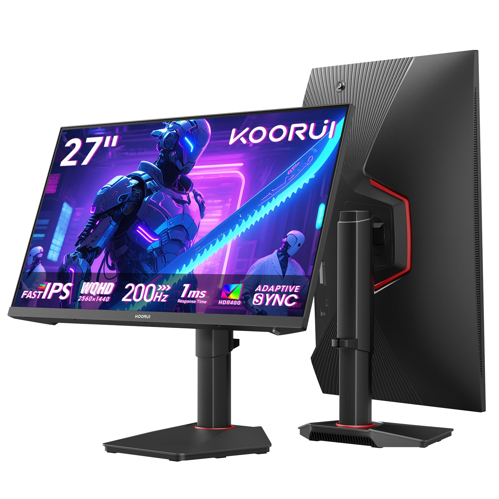 KOORUI 32 inch Curved Gaming Monitor,1440p(2560x1440),170Hz.1ms, 2K, QHD,VA 1500R, HDR10,Adaptive Sync, VESA & Eye Care Ultra-Thin Support DP/HDMI