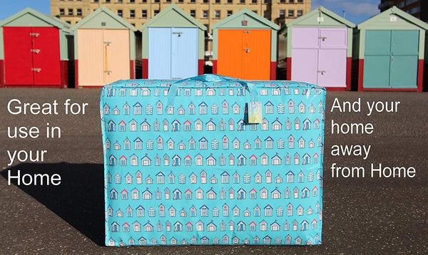 Extra Large Storage Bags Water & Dust Resistant. Double zipped storage bags for toys, laundry, bedding. Underbed Wardrobe Space Saver Blue Beach huts