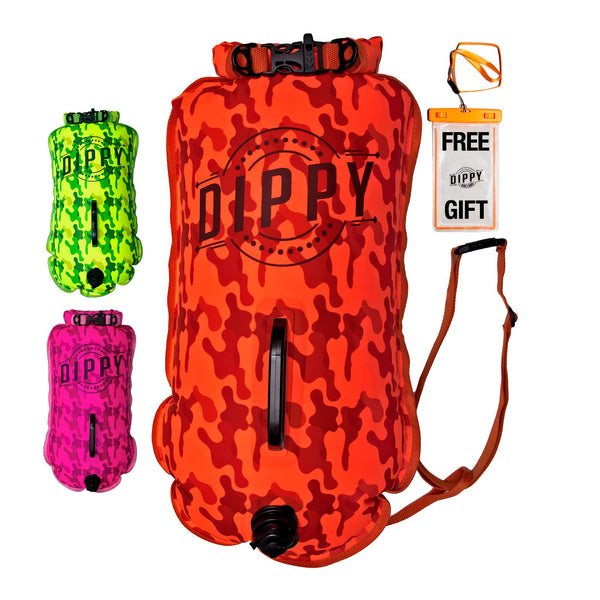 DIPPY Tow Floats for Open Water Swimming | 28L Swim Buoy Open Water Swimming Float | Waterproof Swimming Buoy | Tow Float Dry Bag | Wild Swimming Float | Wild Swimming Accessories Triathlete, Swimmer