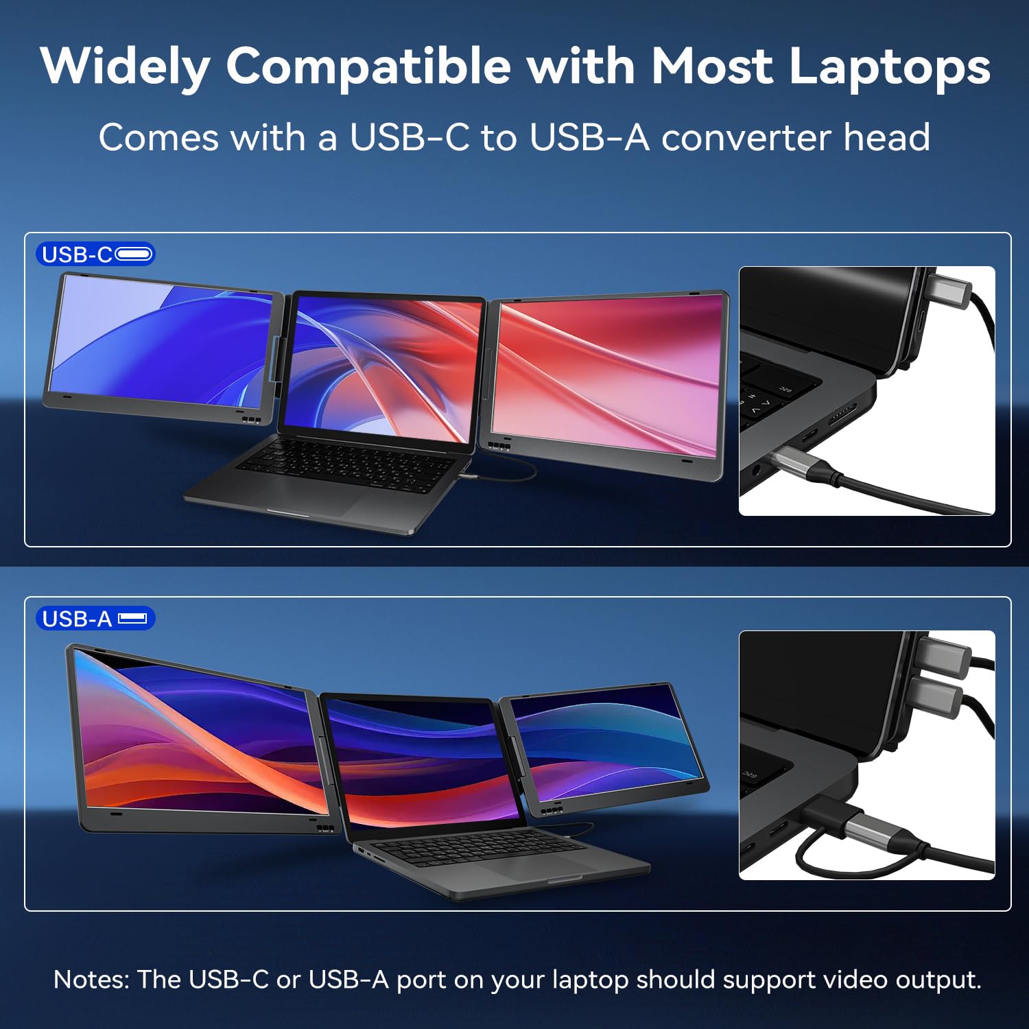 KPKUE Laptop Screen Extender, 14" 1080P FHD IPS Dual Portable Monitor for Laptop, Compatible with 11.6" -15.6" Laptops (Mac Windows Chrome)