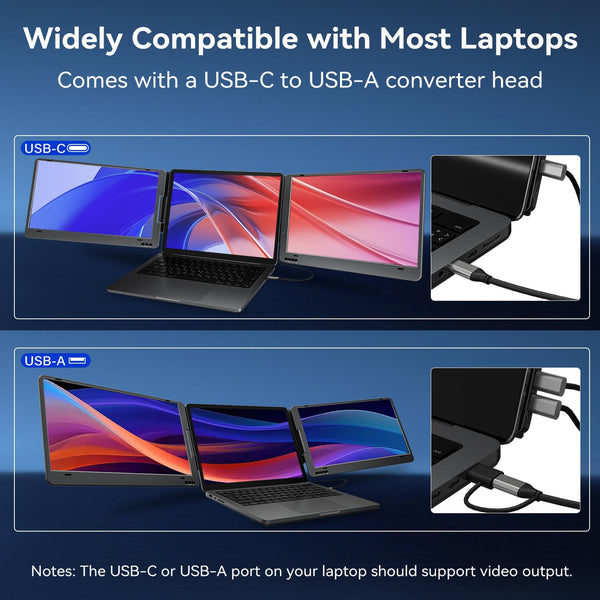 KPKUE Laptop Screen Extender, 14" 1080P FHD IPS Dual Portable Monitor for Laptop, Compatible with 11.6" -15.6" Laptops (Mac Windows Chrome)