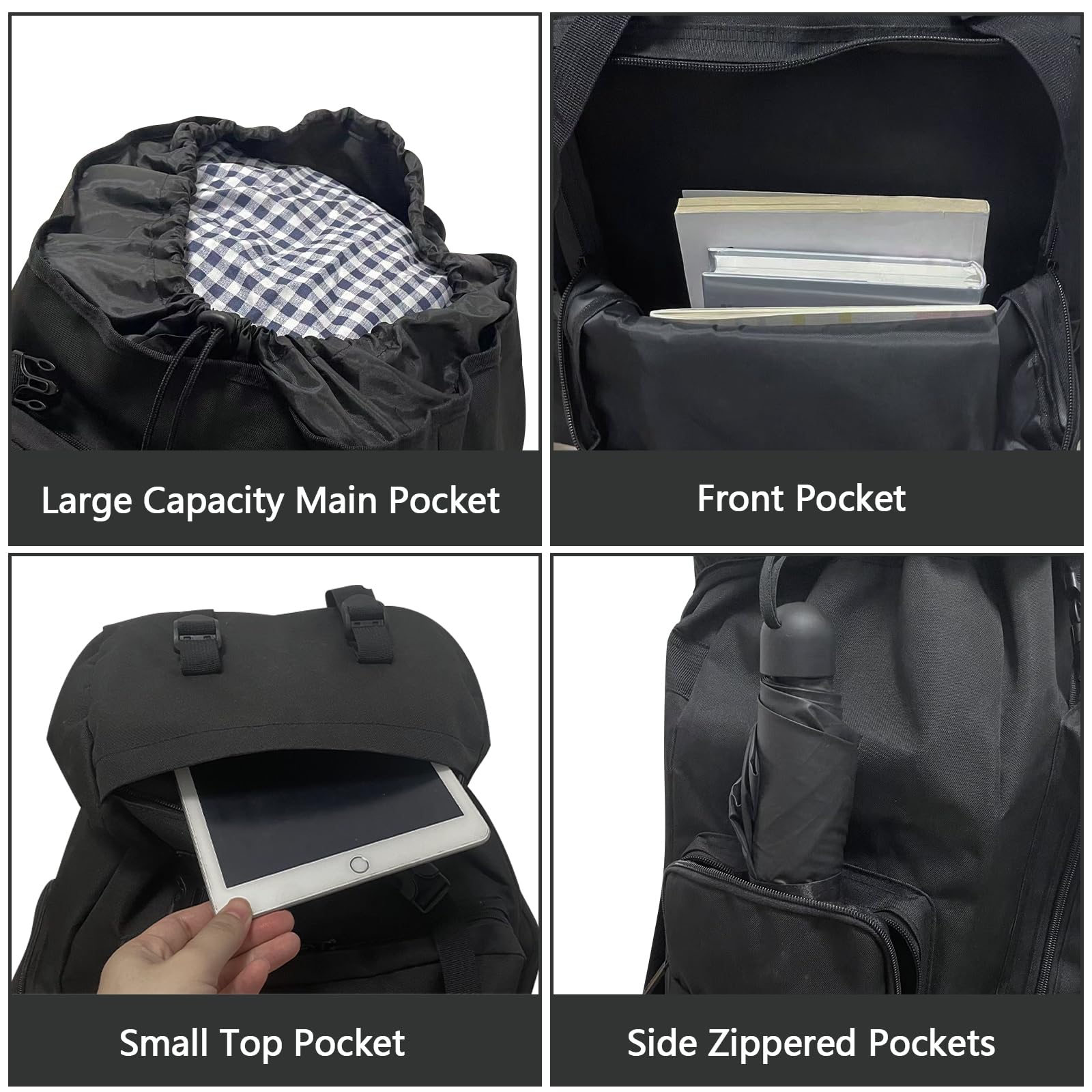 Ogetok 80L Hiking Backpack Camping Rucksack, 80 liters Large Capacity Outdoor Knapsack Travel Climbing Mountaineering Carry On Backpack Bag, Trekking Backpacking for Men Women, Black