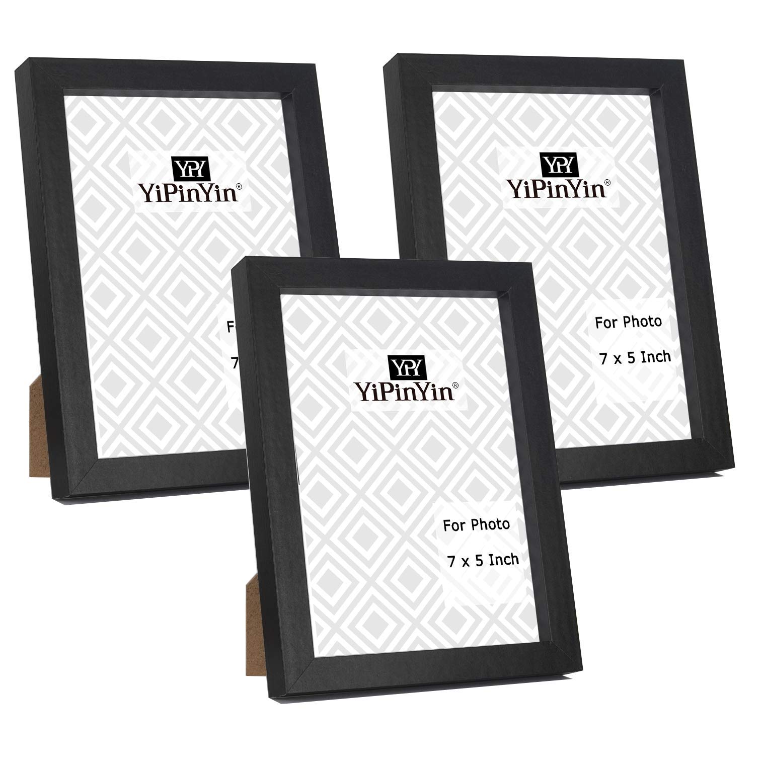 Black 50x70cm Boxed Picture Frames Set of 3 with Mounts for 40x60cm, 70x50cm poster frame with Acid Free mount for 40x60cm photo (Black 3Pack)
