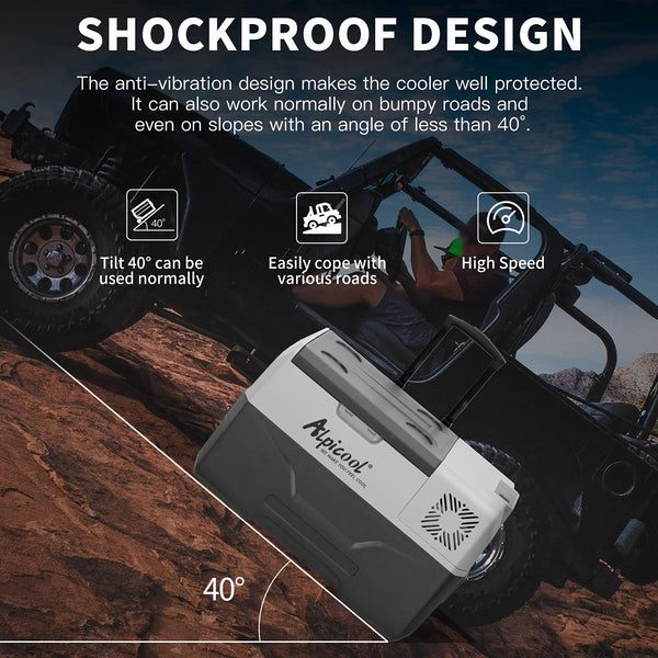 Alpicool CX50 50L Compressor Car Refrigerator, Portable Camping Fridge DC 12v Freezer for Truck, Campervan, RV, Boat, -20℃ to 20℃, with Telescopic Handle, USB Socket