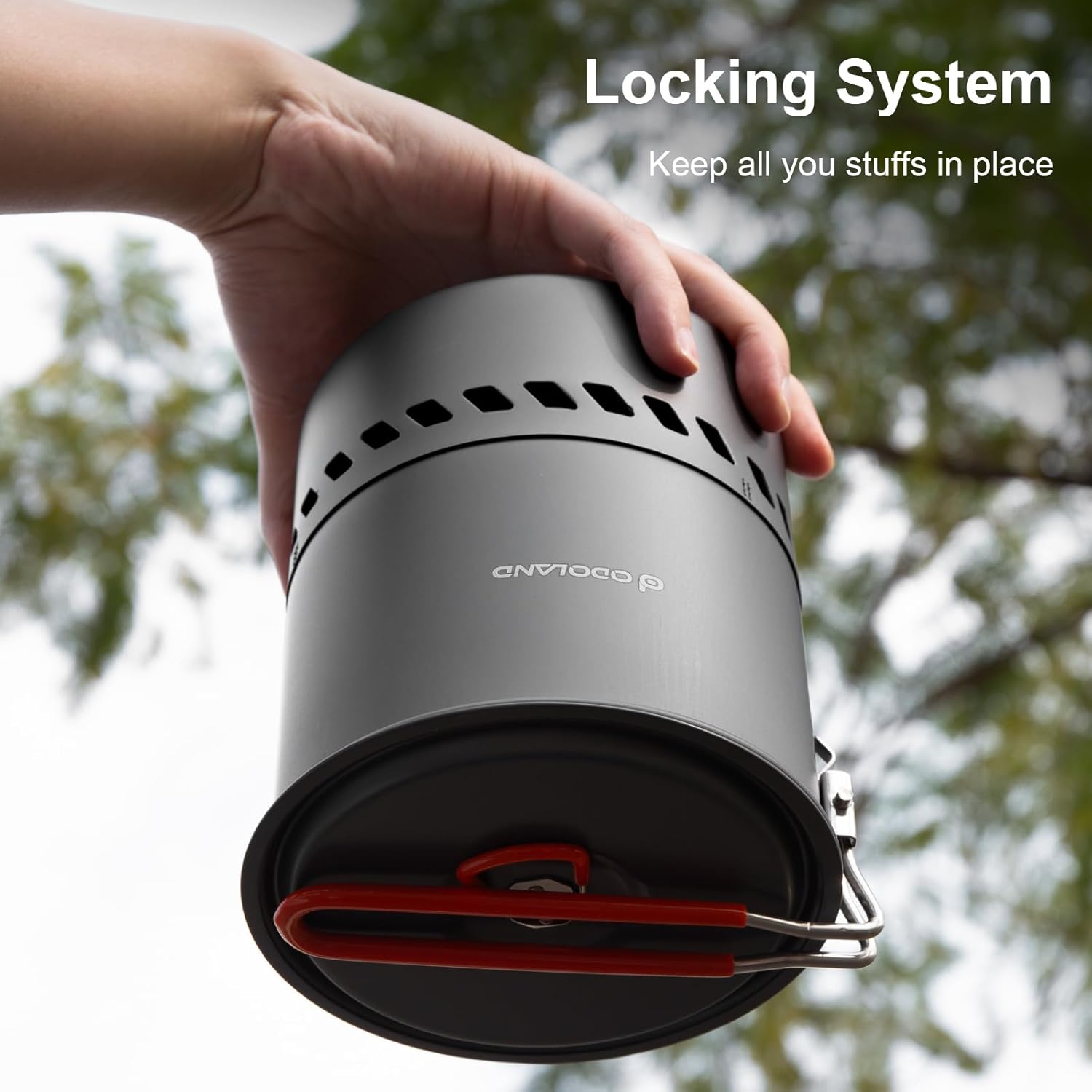 Odoland Camping Cookware Set, Outdoor Cooking Utensils Pots with Burner and Stove Foldable Cookware for Hiking, Trekking, Fishing and Backpacking