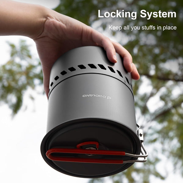 Odoland Camping Cookware Set, Outdoor Cooking Utensils Pots with Burner and Stove Foldable Cookware for Hiking, Trekking, Fishing and Backpacking