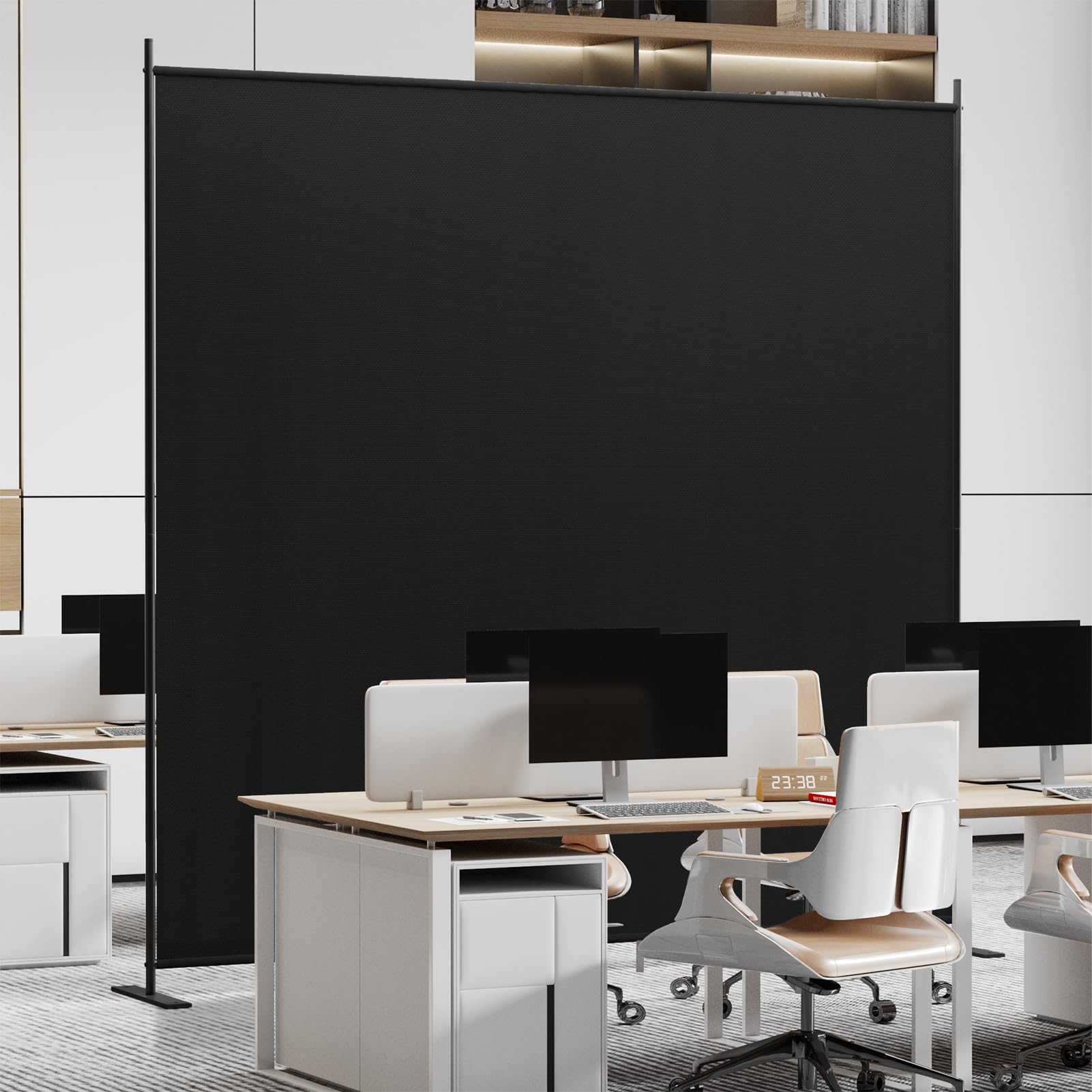 C-Hopetree 6 Panels Room Divider, 180cm Tall Indoor Folding Privacy Screen, Portable Partition Separator, Freestanding Separation Temporary Wall for Office, Bedroom, 304cm W X 180cm H, Black