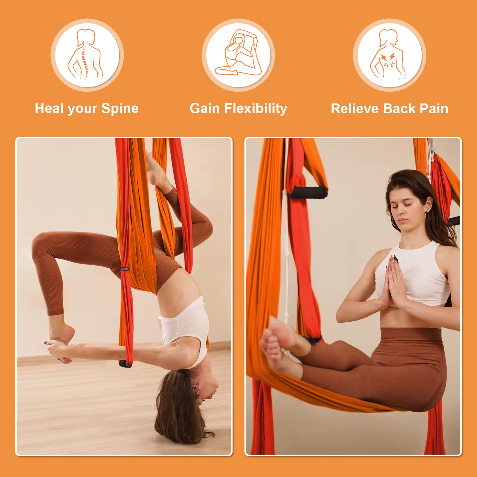 Leogreen Aerial Yoga Swing Set, Aerial Yoga Hammock Trapeze, Flying Antigravity Yoga, Max Load 660lb, for Inversion Exercise Pilates Gymnastics