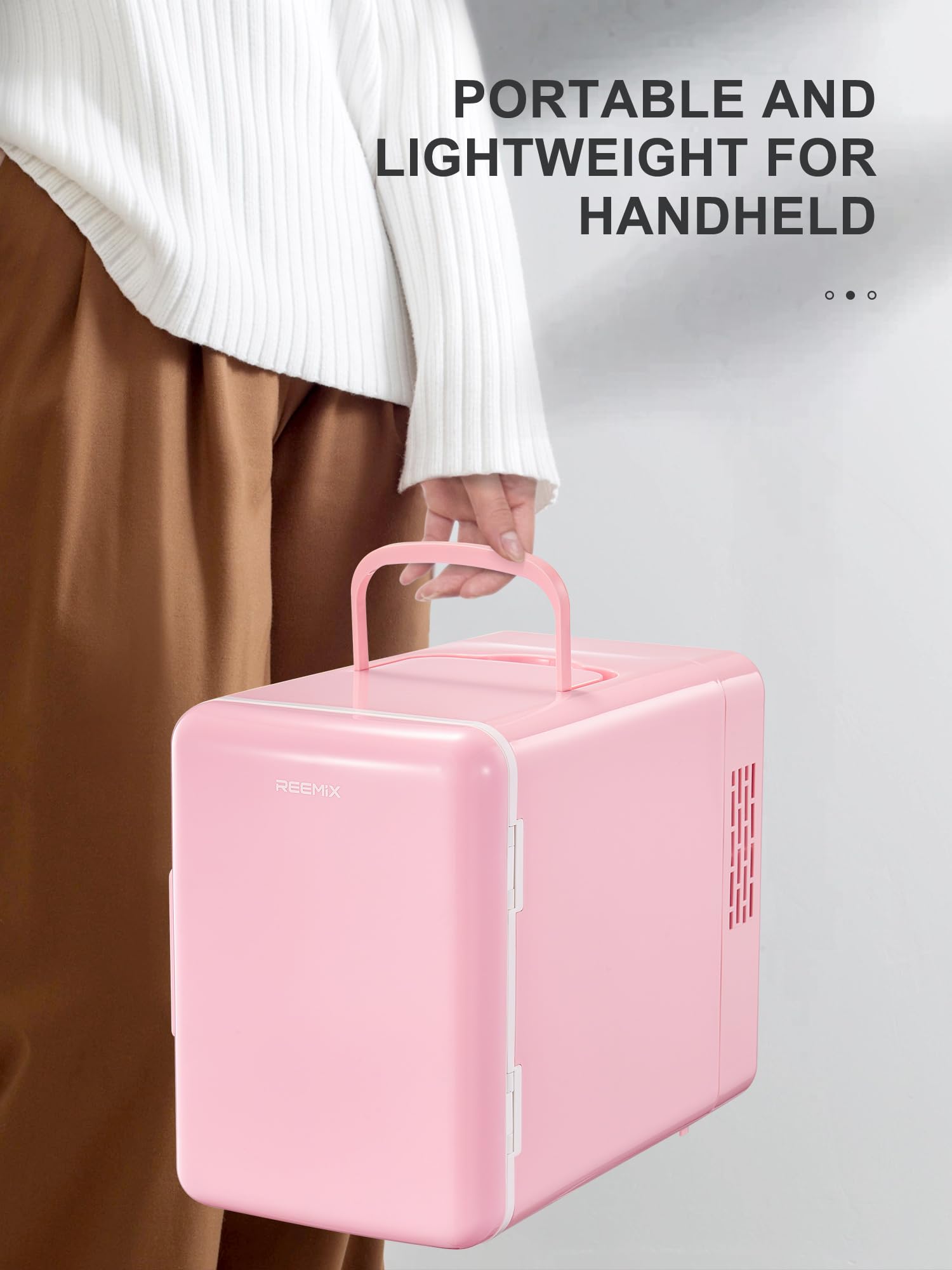 Mini Fridge 4 Litre, 6 Can Portable AC+DC Power Cooler & Warmer, Portable Small Fridge for Bedrooms, Cars, Offices; Skincare, Makeup, Cosmetics, Food (Pearlescent White, 4L)