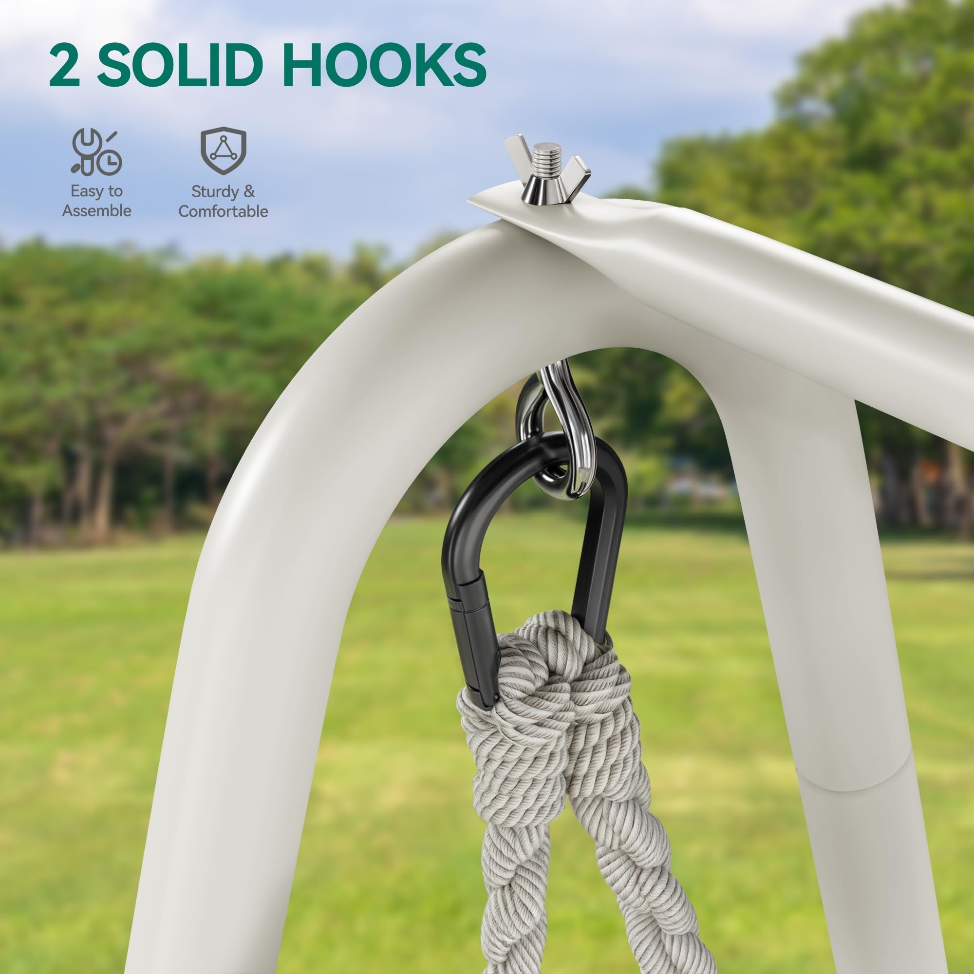 YITAHOME Hanging Chair with Stand, 85x92x153cm Hammock Swing Chair with Cushion, Heavy-Duty Steel Hammock Stand with 100kg Capacity for Living Room,