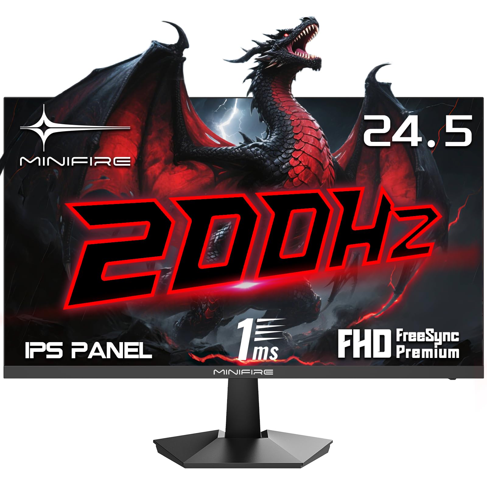 Minifire 27 Inch Gaming Monitor, 180Hz, Curved Gaming Monitor, Built in Speaker, Crosshair, 1Ms, sRGB130%, FHD 1080P Computer Screen, VESA Compatible, Eye Care Adaptive Sync HDMI＆DP Prots （MFG27C1 ）