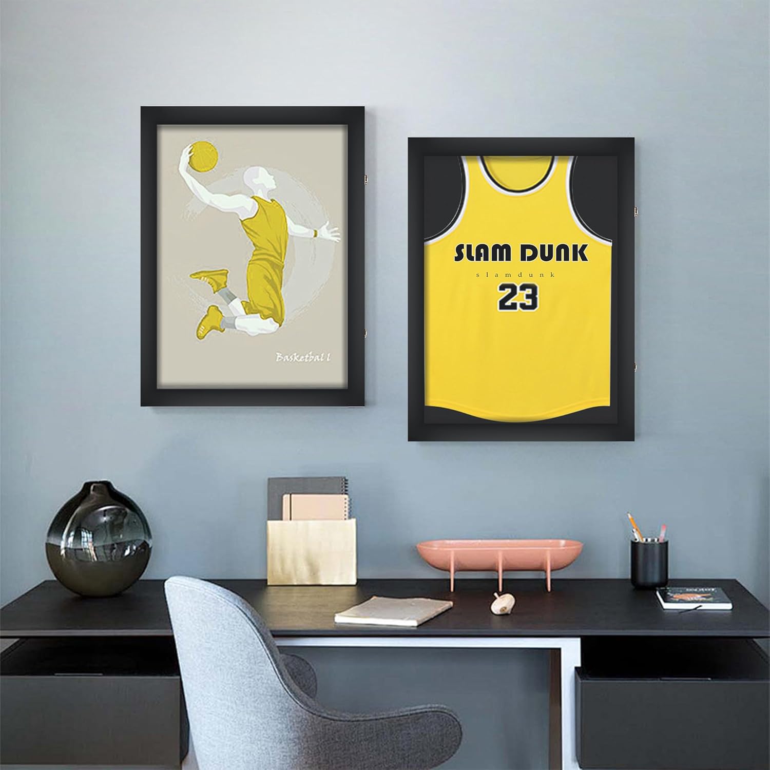 Tinkeps Football Shirt Frame Display - Engineered Wood and Acrylic, Football Shirt Frame Kit Adult Standard Sports Shirt, Rugby Shirt, Band T-shirt, Black