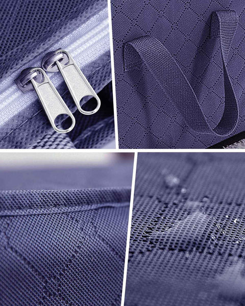 KALAHOL 90L Large Capacity Clothes Storage Bags with Zips, Storage Boxes with Lids, Reinforced Handle, Foldable, Thick Fabric, for Comforters, Clothes, Blankets, Bedding, 4 Pack, Dark Grey