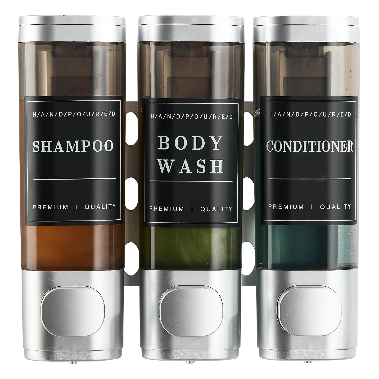 Shampoo and Conditioner Dispenser,Shower Dispenser 3 Chamber No Drill Wall-Mounted Shampoo Dispenser for Shower Wall Mounted Body Wash Dispenser for