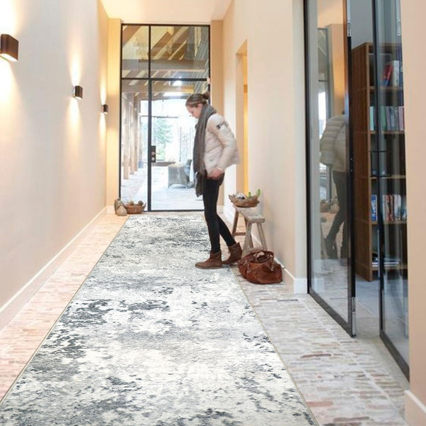 Homcomodar Abstract Runner Rug for Entryway 80x300cm Extra Long Modern Rug Runners Faux Woolen Bedroom Rug Floor Carpet Runner Non Shedding Throw Rugs