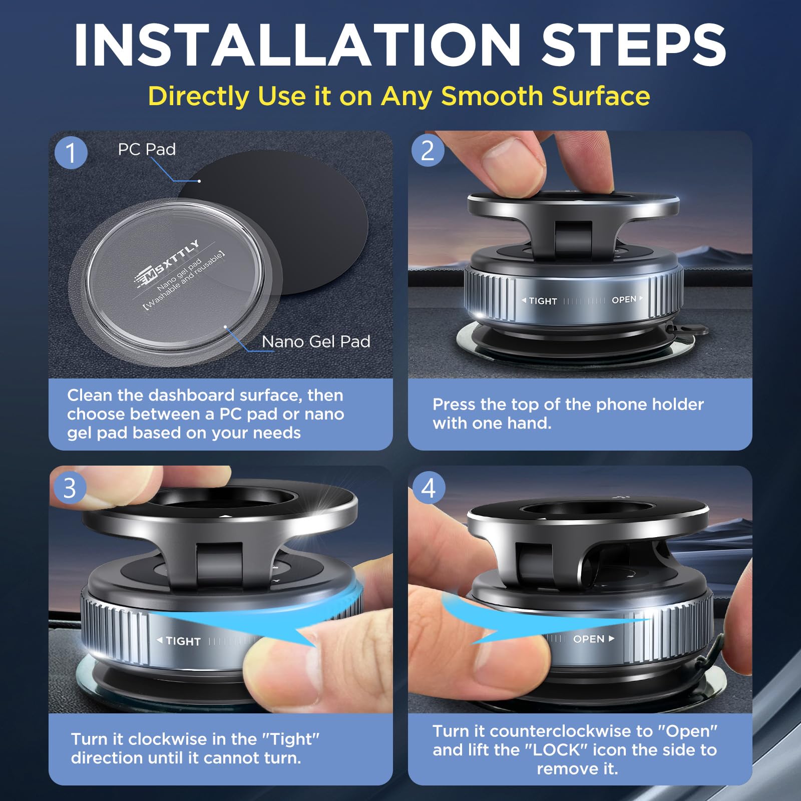 MSXTTLY Vacuum Magnetic Phone Holder for Car, 2025 Vmag-S1, Suction Phone Mount 360° Rotatable, Foldable & Adjustable, for iPhone 16 Pro MAX 15 14 13 12 & Android, Black