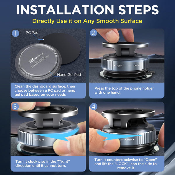 MSXTTLY Vacuum Magnetic Phone Holder for Car, 2025 Vmag-S1, Suction Phone Mount 360° Rotatable, Foldable & Adjustable, for iPhone 16 Pro MAX 15 14 13 12 & Android, Black