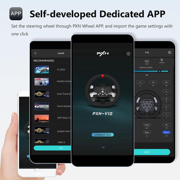 PXN V10 Force Feedback Gaming Steering Wheel and Pedals and Gear Shifter, 270/900° Racing Wheel, Suede Leather Gaming Wheel, Steering Wheel for PC, PS4, Xbox One, Xbox Series X/S