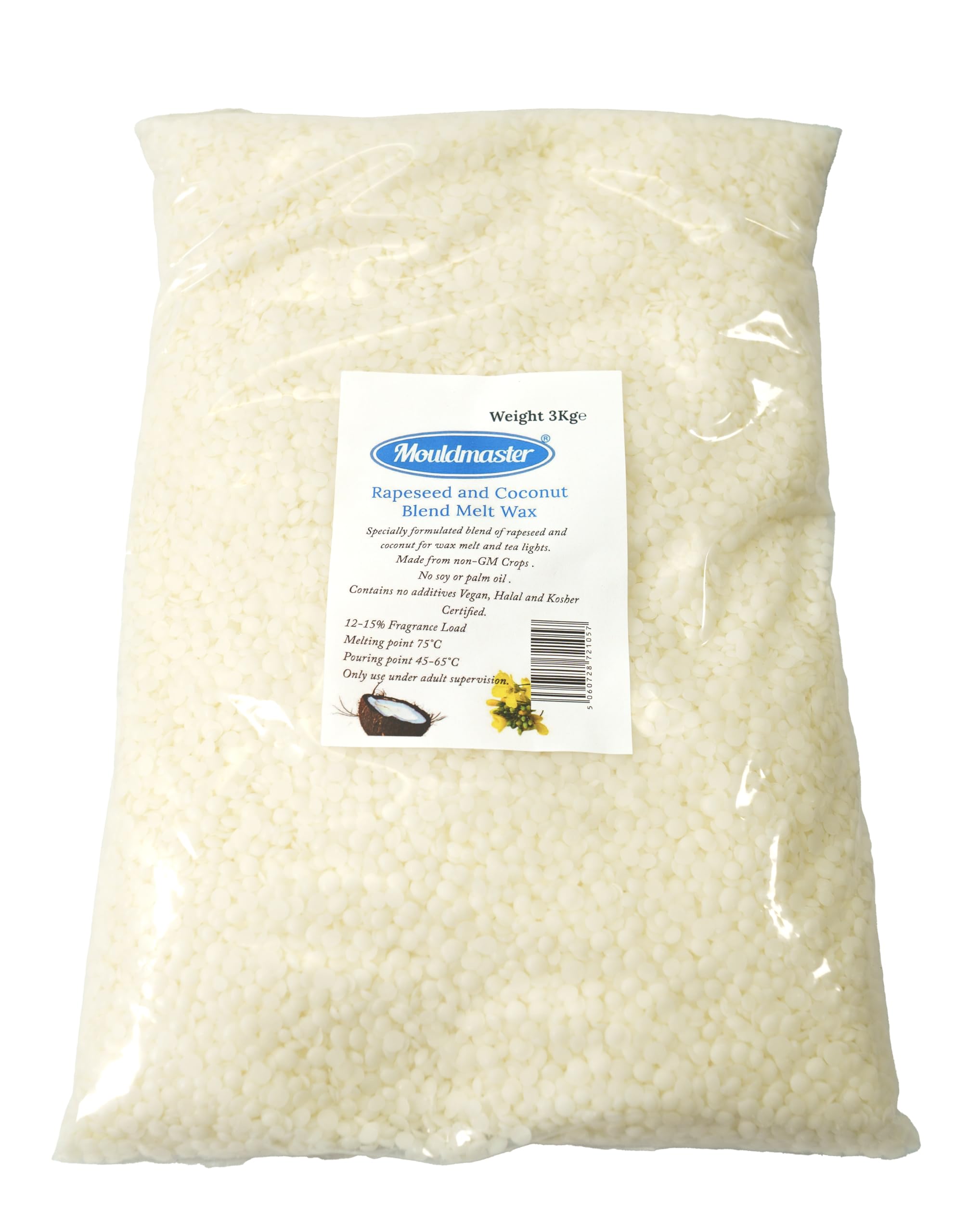 Mouldmaster Rapeseed and Coconut Blend Melt Wax, White, 3kg