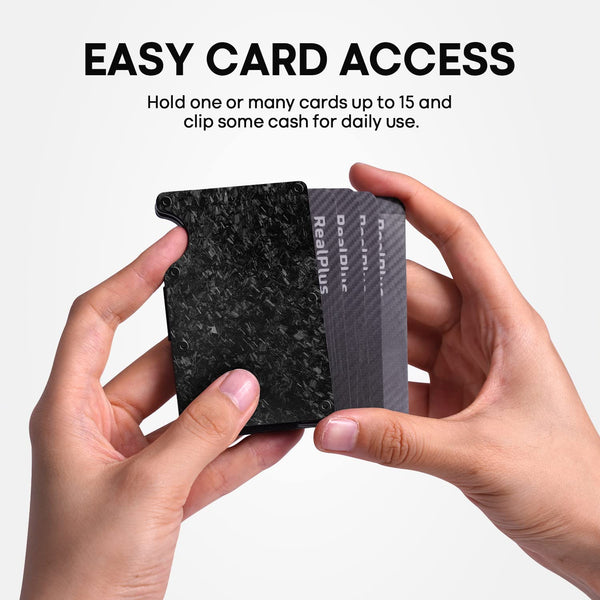 RealPlus Carbon Fiber Wallet, RFID Blocking Card Holder for Men, Minimalist Money Clip-Gifts for Men, Fathers, Boyfriends Birthday