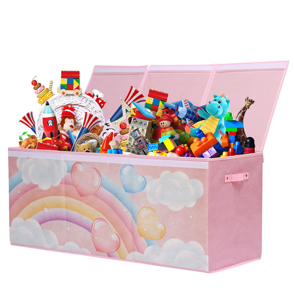 ELUCHANG Toy Storage Box, 147L Large Foldable Kids Toy Chests & Boxes for Boys Girls,Toy Storage Organiser with Flip-top Lid, Childrens Storage Box